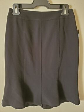 Louben Black Lined Pencil Skirt Midi Polyester Zip Professional Size 4